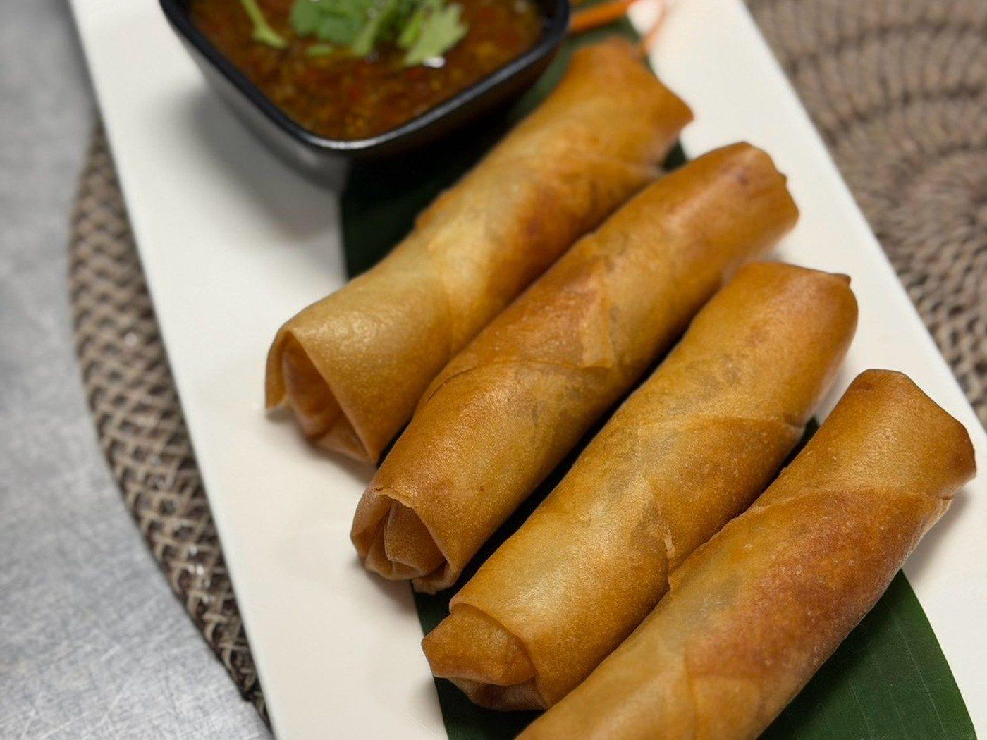 Pork Spring Rolls (ปอเปี๊ยะหมู) — Appetizers at Narwhal Thai Table, Huntington Beach